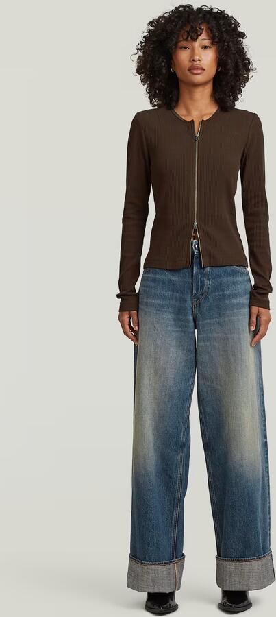 G-Star RAW 2-Way Slim Rib T-Shirt Bruin Dames - Foto 6