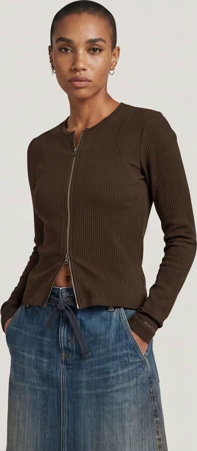 G-Star RAW 2-Way Slim Rib T-Shirt Bruin Dames - Foto 5