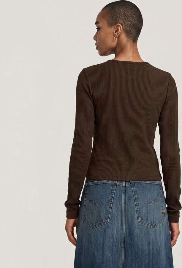 G-Star RAW 2-Way Slim Rib T-Shirt Bruin Dames - Foto 3