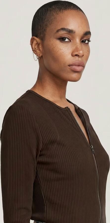 G-Star RAW 2-Way Slim Rib T-Shirt Bruin Dames - Foto 4