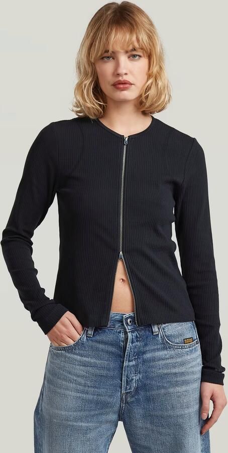 G-Star RAW 2 Way Slim Rib T-Shirt Donkerblauw Dames