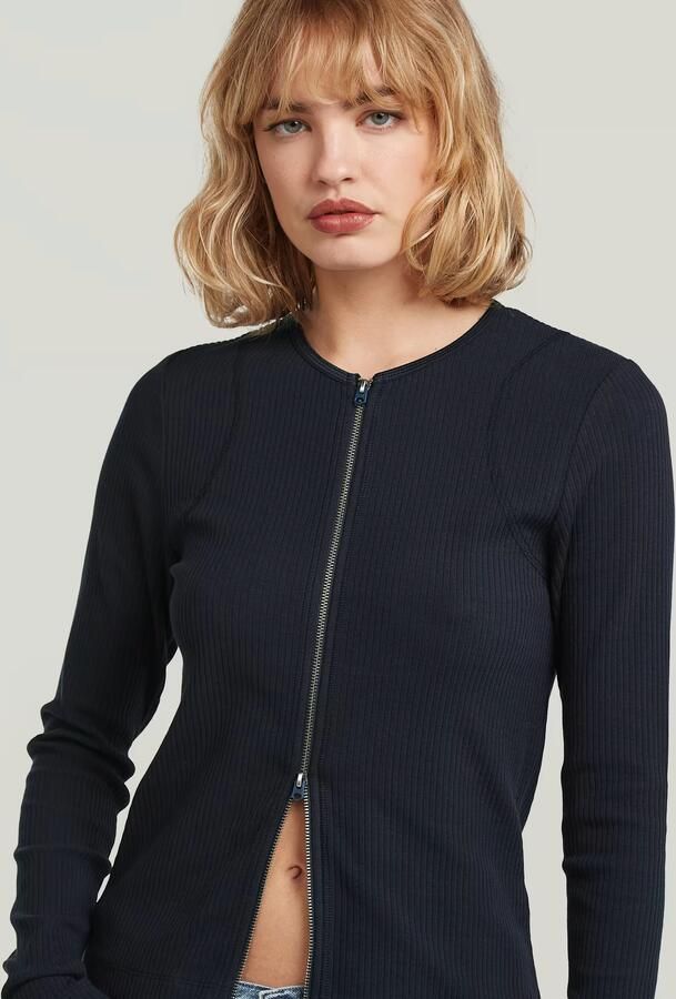 G-Star RAW 2 Way Slim Rib T-Shirt Donkerblauw Dames - Foto 4
