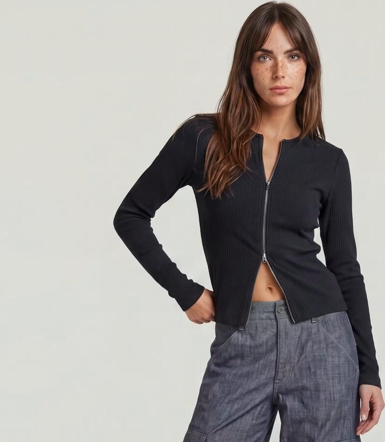 G-Star RAW 2 Way Slim Rib T-Shirt Donkerblauw Dames - Foto 3