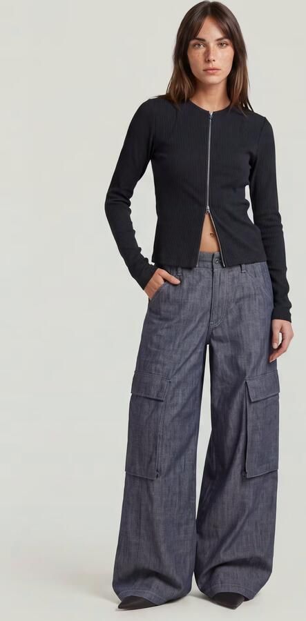 G-Star RAW 2 Way Slim Rib T-Shirt Donkerblauw Dames - Foto 5