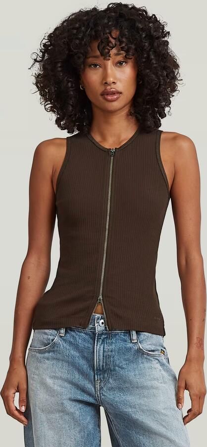 G-Star RAW 2 Way Slim Rib Tanktop Bruin Dames