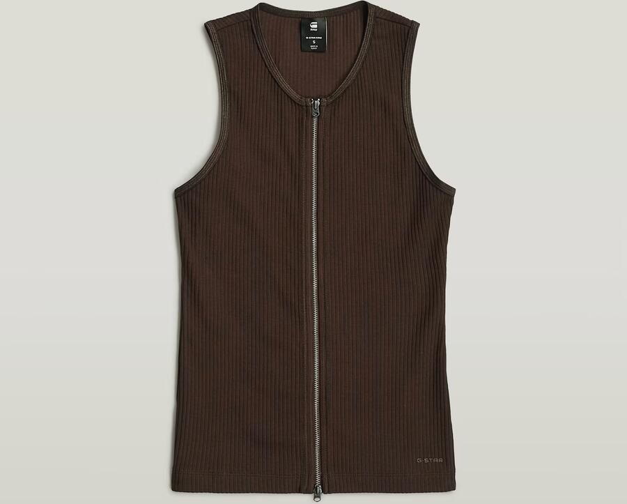 G-Star RAW 2 Way Slim Rib Tanktop Bruin Dames - Foto 4