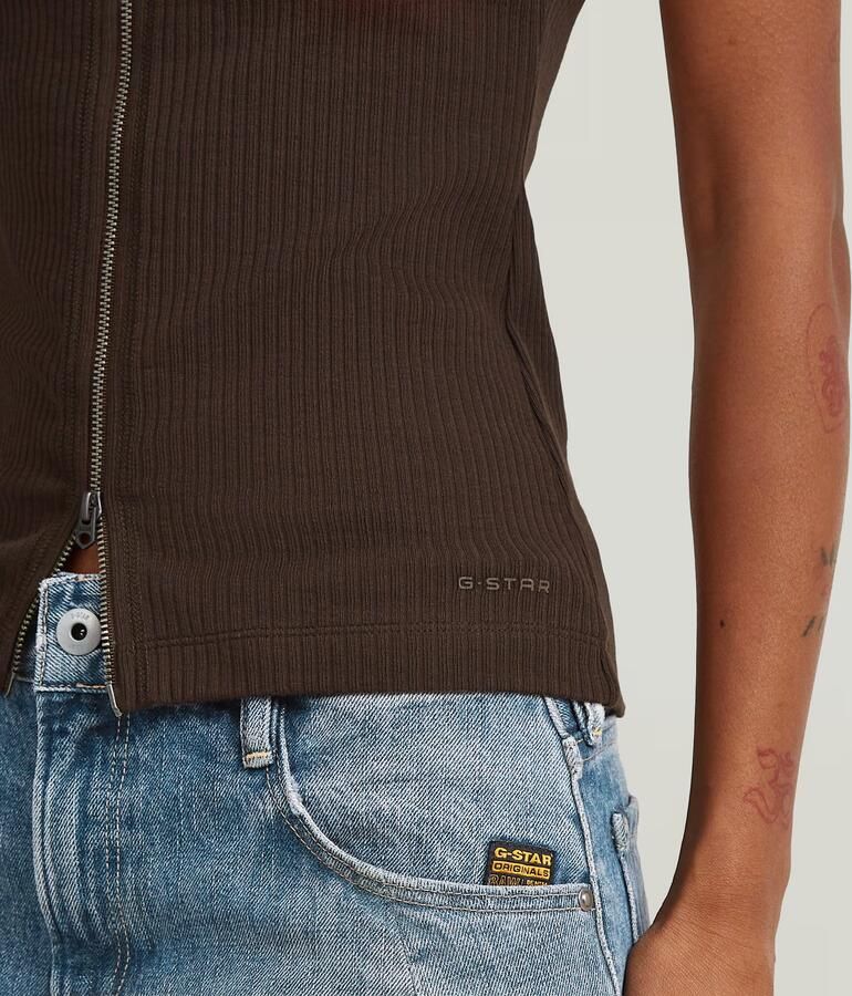 G-Star RAW 2 Way Slim Rib Tanktop Bruin Dames - Foto 3