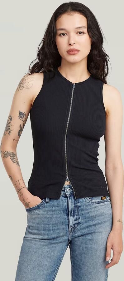 G-Star RAW 2 Way Slim Rib Tanktop Donkerblauw Dames