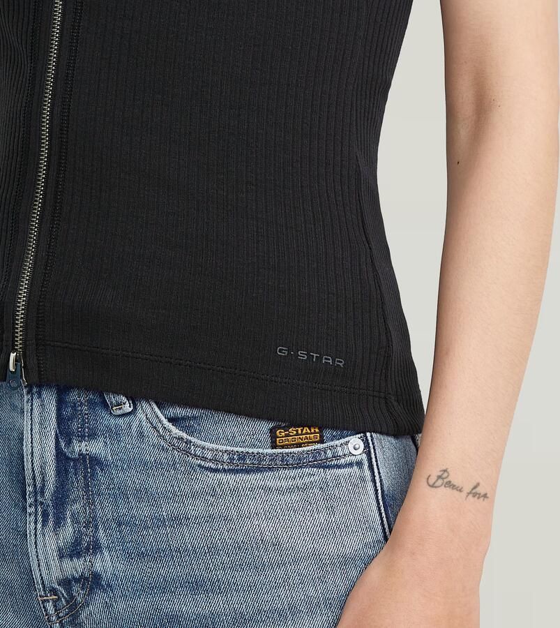 G-Star RAW 2 Way Slim Rib Tanktop Donkerblauw Dames - Foto 3