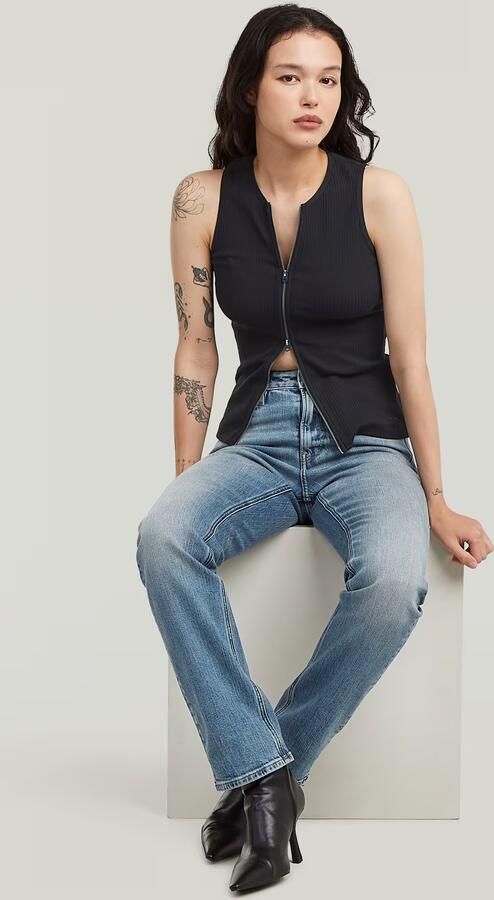 G-Star RAW 2 Way Slim Rib Tanktop Donkerblauw Dames - Foto 5