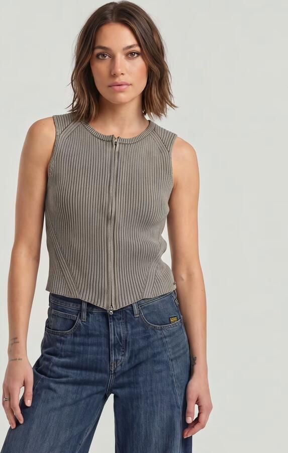 G-Star RAW 2 Way Washed Slim Gebreide Trui Bruin Dames