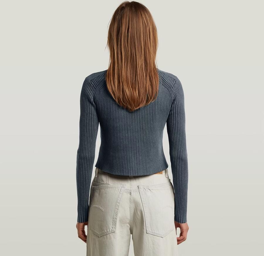 G-Star RAW 2 Way Washed Slim Gebreide Trui Donkerblauw Dames - Foto 3