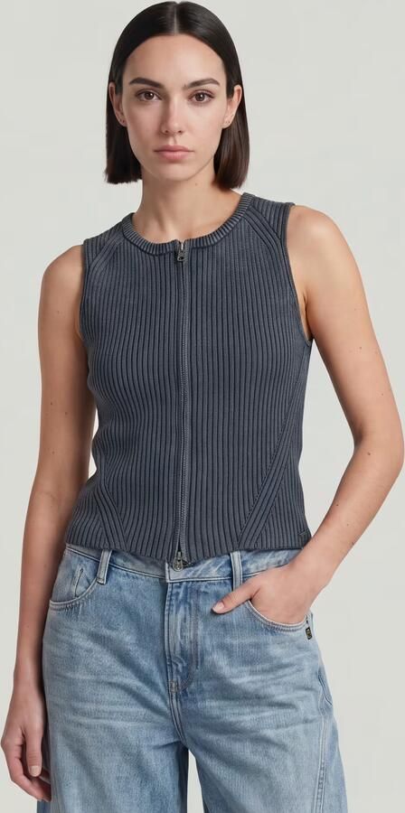 G-Star RAW 2 Way Washed Slim Gebreide Trui Donkerblauw Dames