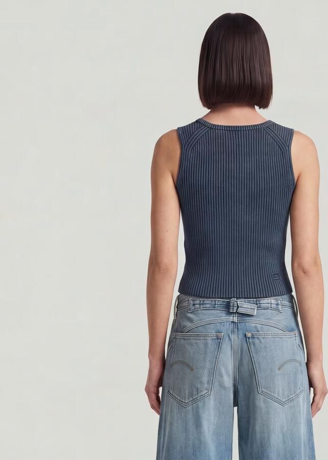 G-Star RAW 2 Way Washed Slim Gebreide Trui Donkerblauw Dames - Foto 3