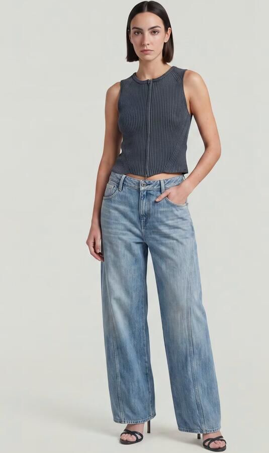 G-Star RAW 2 Way Washed Slim Gebreide Trui Donkerblauw Dames - Foto 5