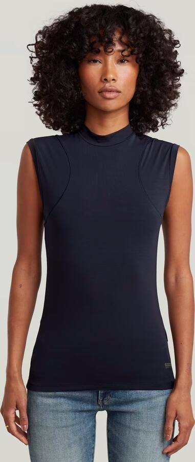 G-Star RAW 2nd Skin Mock T-Shirt Donkerblauw Dames