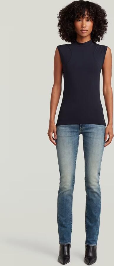 G-Star RAW 2nd Skin Mock T-Shirt Donkerblauw Dames - Foto 7