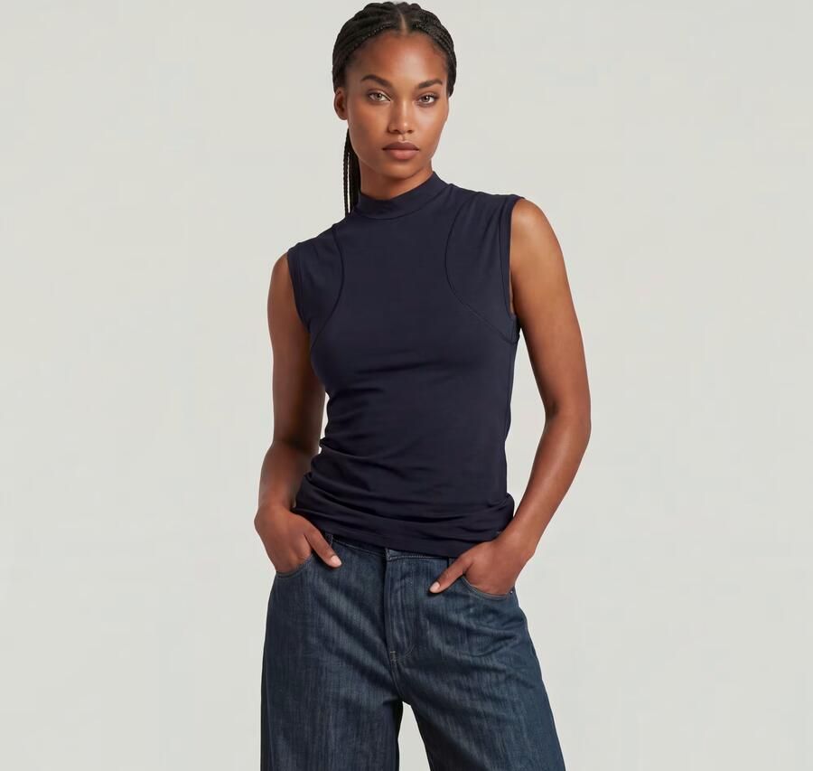 G-Star RAW 2nd Skin Mock T-Shirt Donkerblauw Dames - Foto 5