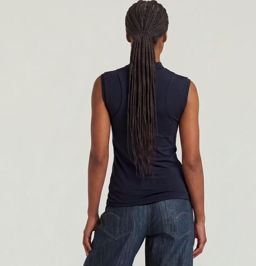 G-Star RAW 2nd Skin Mock T-Shirt Donkerblauw Dames - Foto 4