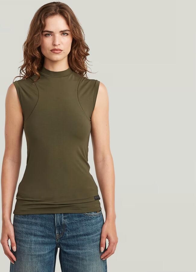 G-Star RAW 2nd Skin Mock T-Shirt Groen Dames