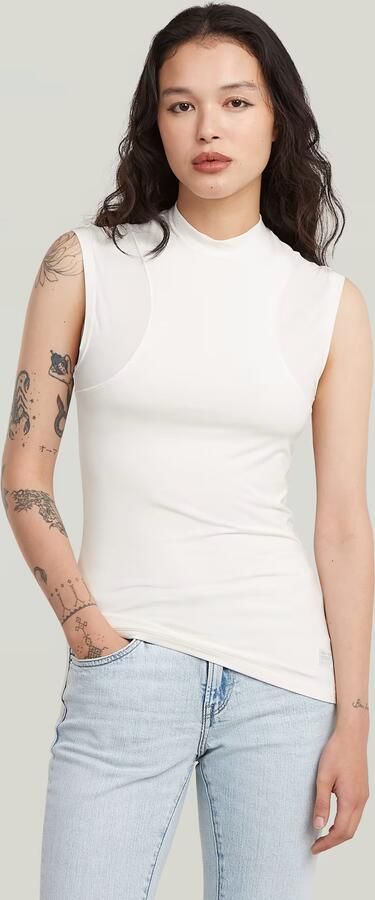 G-Star RAW 2nd Skin Mock T-Shirt Wit Dames