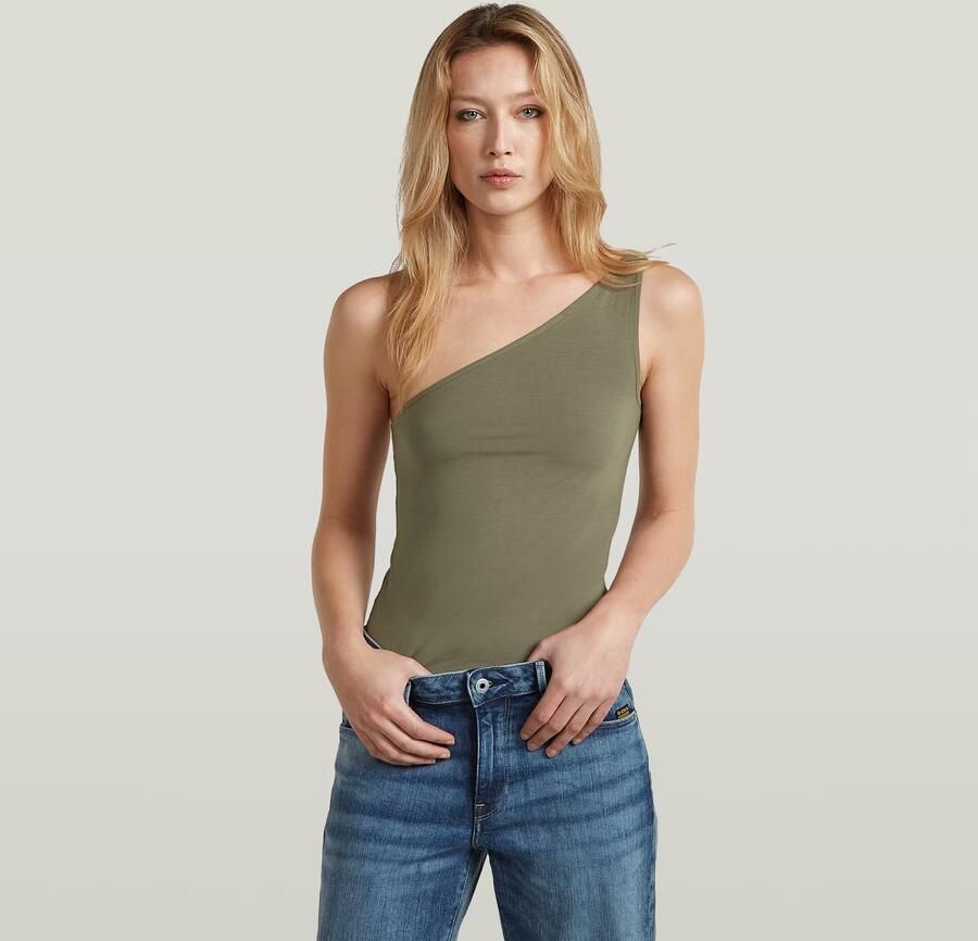 G-Star RAW 2nd Skin One Shoulder T-Shirt Bruin Dames - Foto 4