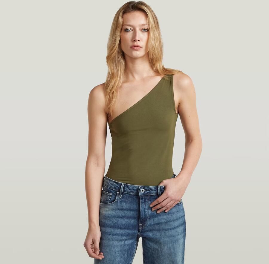 G-Star RAW 2nd Skin One Shoulder T-Shirt Groen Dames - Foto 3