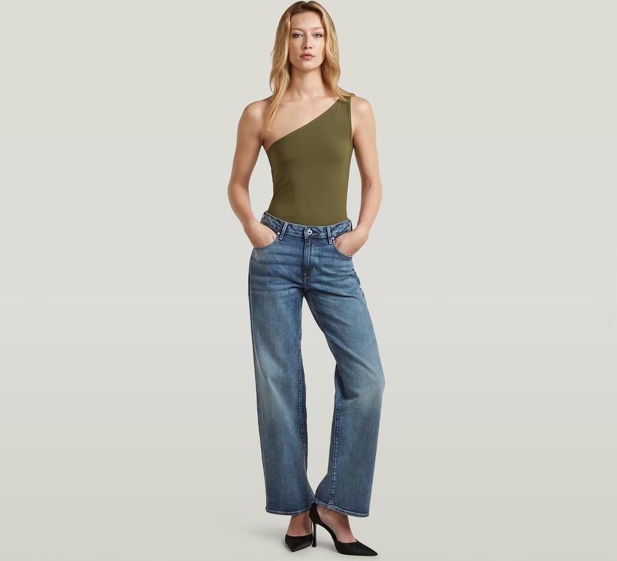 G-Star RAW 2nd Skin One Shoulder T-Shirt Groen Dames - Foto 6