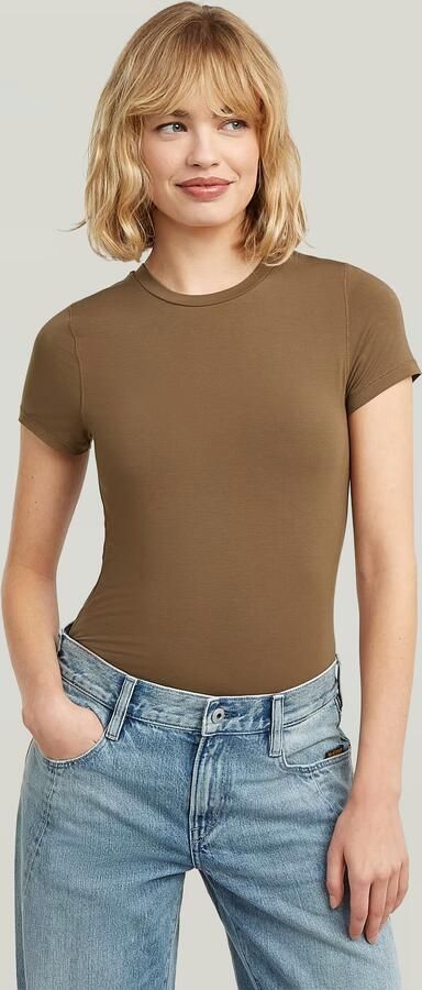 G-Star RAW 2nd Skin T-Shirt Bruin Dames