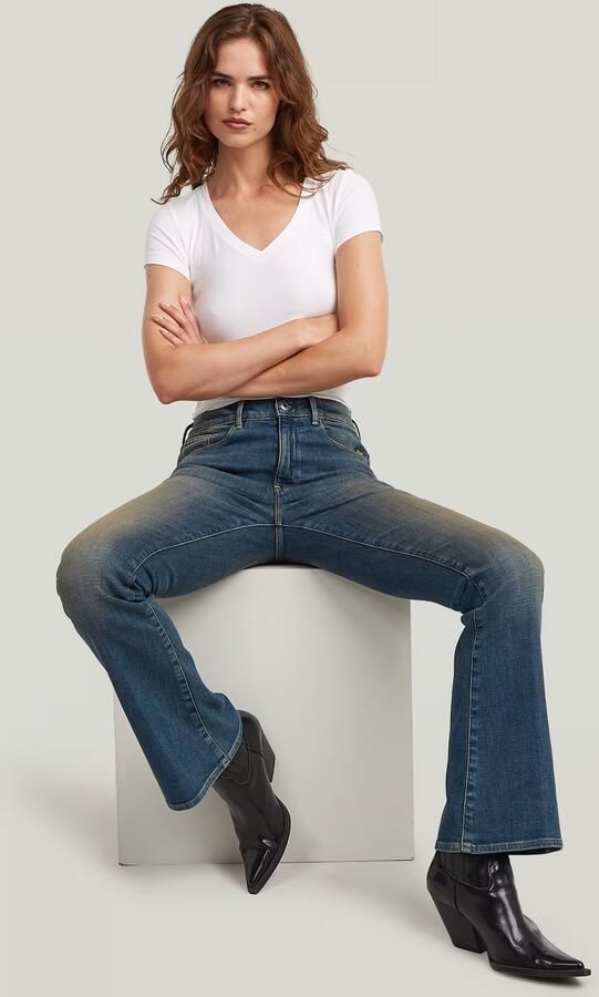 G-Star RAW 3301 Flare Jeans Donkerblauw Dames - Foto 8