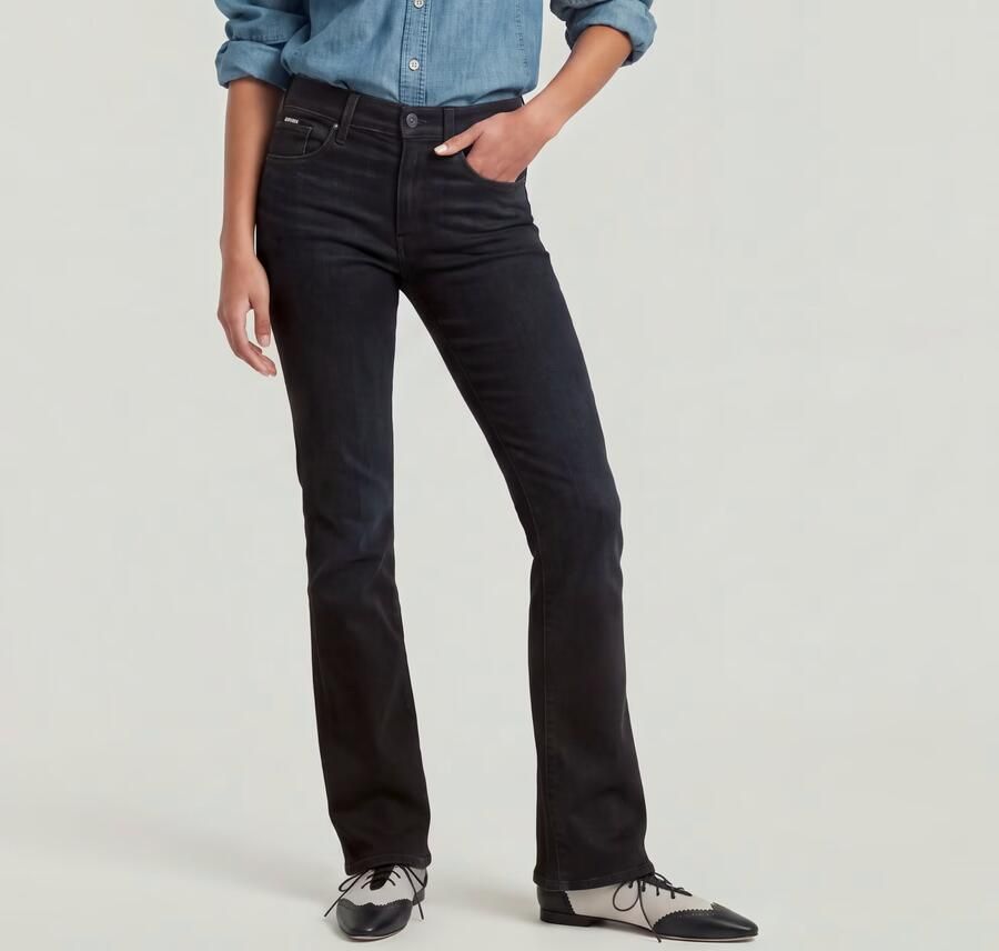 G-Star Raw Jeans D21290-A634 G730 3301 FLARE-WORN IN BLACK VORTEX - Foto 8