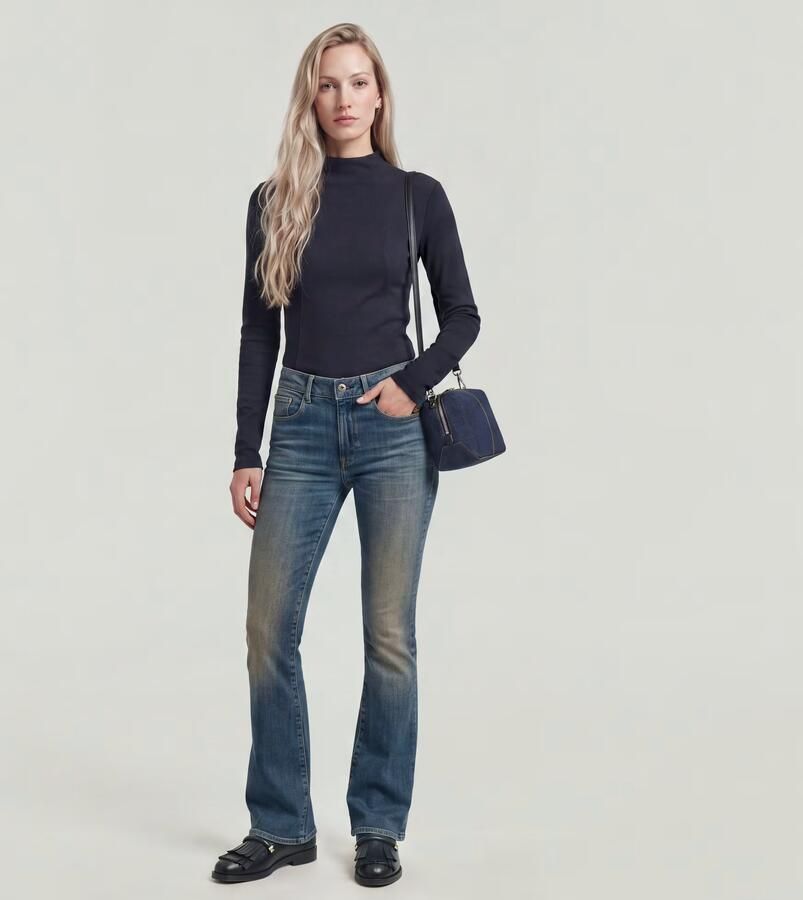 G-Star RAW 3301 Flare Jeans Donkerblauw Dames - Foto 10