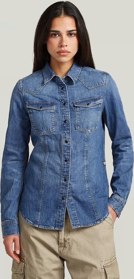 G-Star RAW 3301 Longsleeve Overhemd Midden blauw Dames