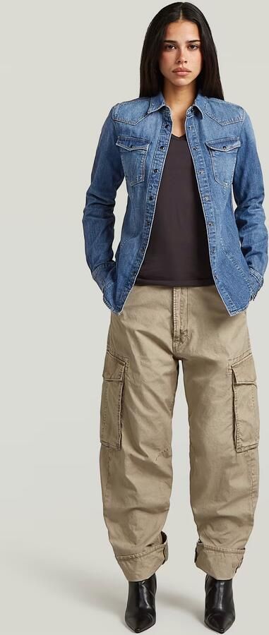 G-Star RAW 3301 Longsleeve Overhemd Midden blauw Dames - Foto 6