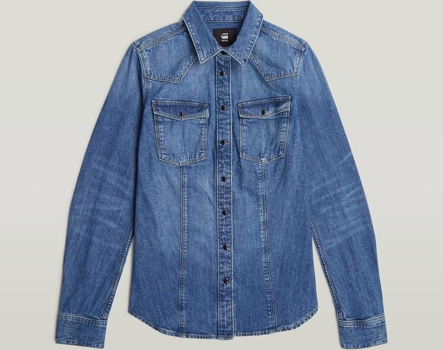 G-Star RAW 3301 Longsleeve Overhemd Midden blauw Dames - Foto 3