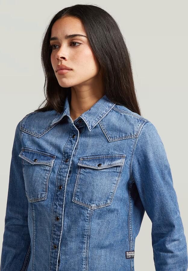 G-Star RAW 3301 Longsleeve Overhemd Midden blauw Dames - Foto 4