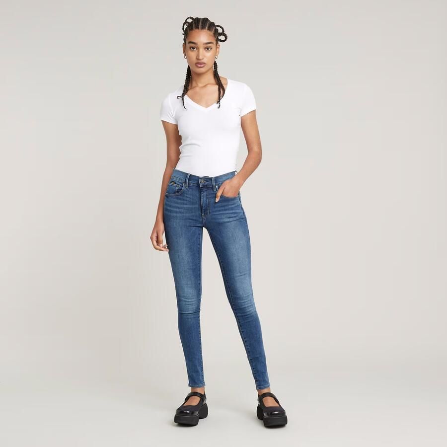 G-Star RAW 3301 Mid Skinny Jeans Midden blauw Dames - Foto 3