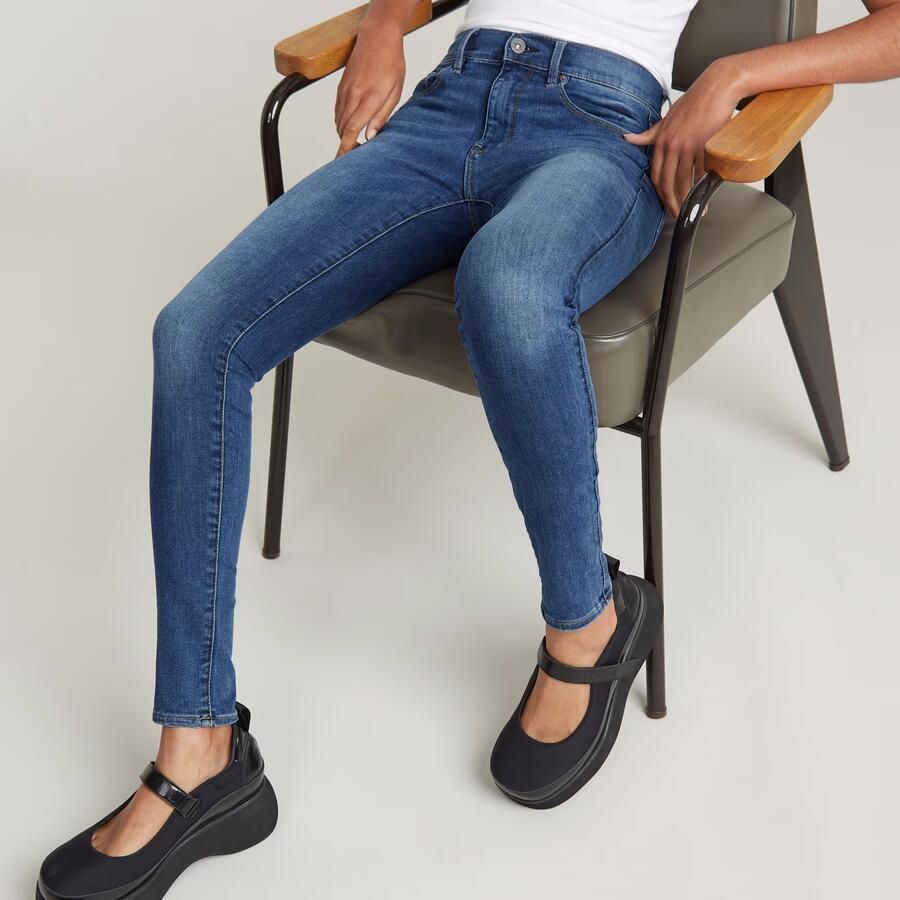 G-Star RAW 3301 Mid Skinny Jeans Midden blauw Dames - Foto 4
