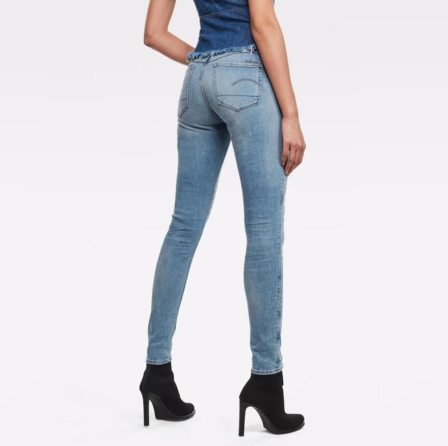 G-Star RAW 3301 Mid Skinny Jeans Midden blauw Dames - Foto 4