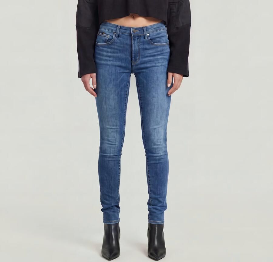 G-Star RAW 3301 Mid Skinny Jeans Midden blauw Dames - Foto 4