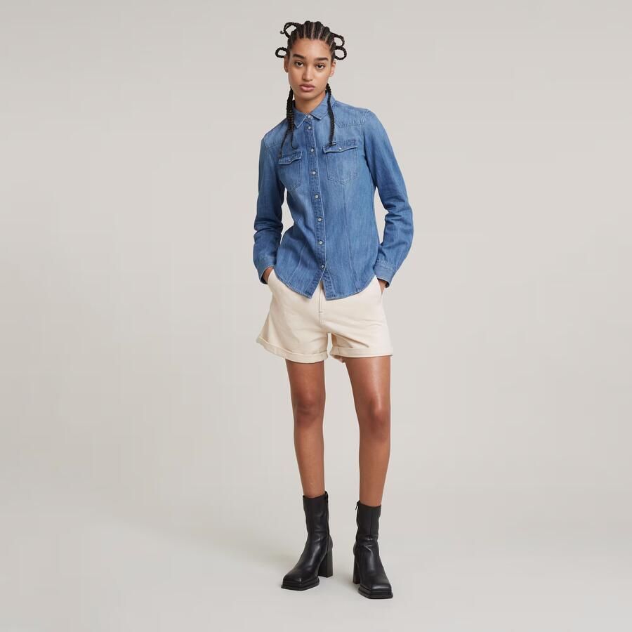 G-Star RAW 3301 Shirt Midden blauw Dames - Foto 3