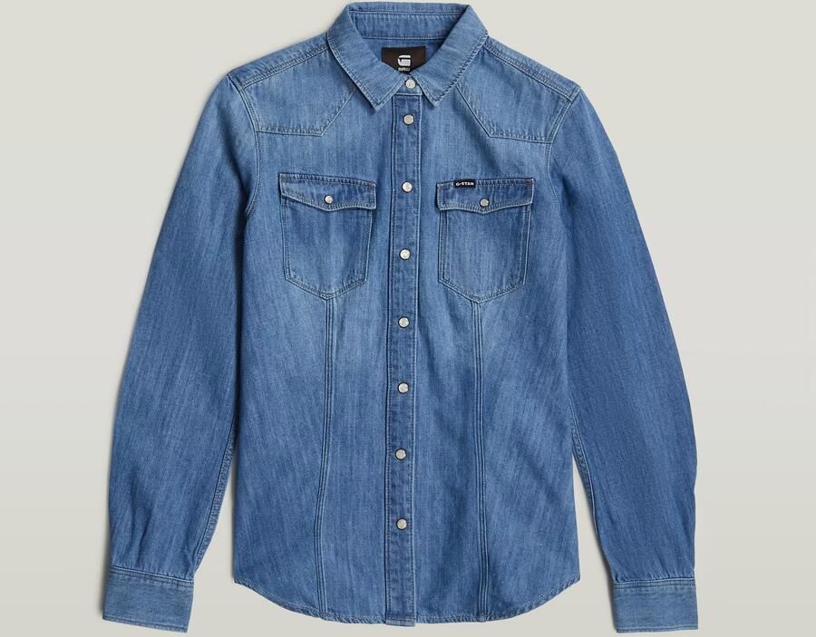 G-Star RAW 3301 Shirt Midden blauw Dames - Foto 7