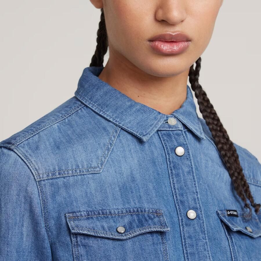 G-Star RAW 3301 Shirt Midden blauw Dames - Foto 5