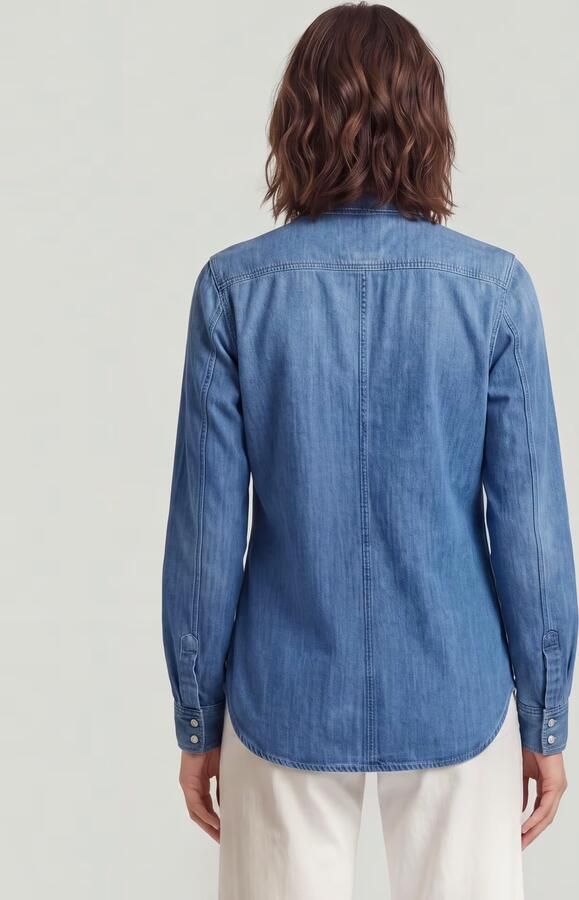 G-Star RAW 3301 Shirt Midden blauw Dames - Foto 4