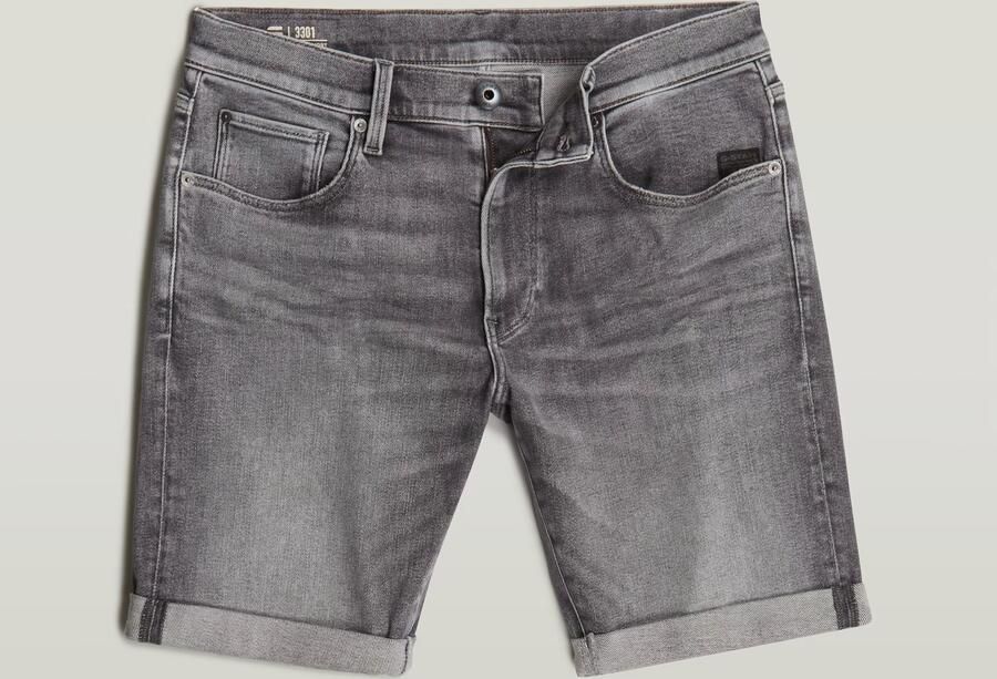 G-STAR slim denim short 3301 sun faded gunmetal - Foto 8
