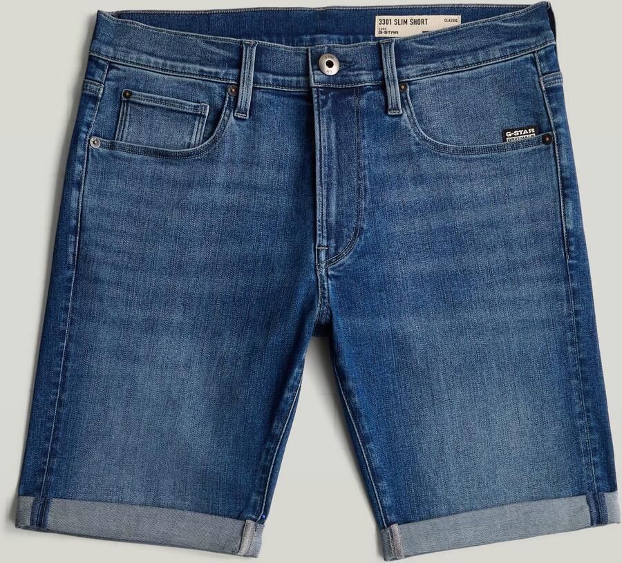 G-Star RAW 3301 Slim Denim Short Midden blauw Heren - Foto 16