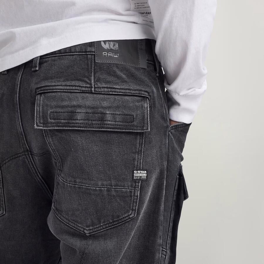 G-Star RAW 3D Straight Tapered Denim Cargo Broek Zwart Heren