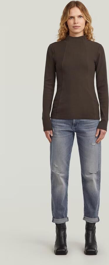 G-Star RAW A-Line Slim Rib Mock T-shirt Bruin Dames - Foto 7