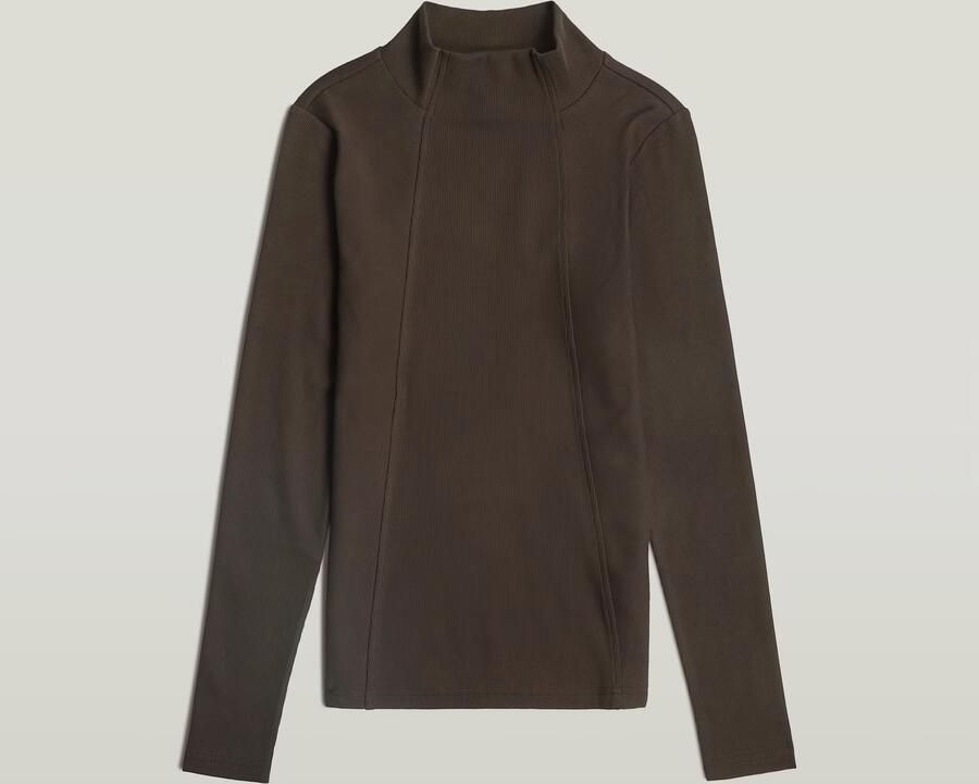 G-Star RAW A-Line Slim Rib Mock T-shirt Bruin Dames - Foto 5