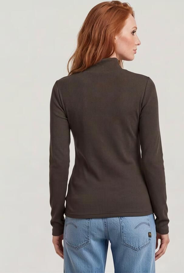 G-Star RAW A-Line Slim Rib Mock T-shirt Bruin Dames - Foto 5
